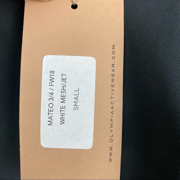 OLYMPIA ACTIVEWEAR Mateo 3/4 Length Leggings, White Mesh/ Jet, Size Small, NWT - Picture 8 of 8